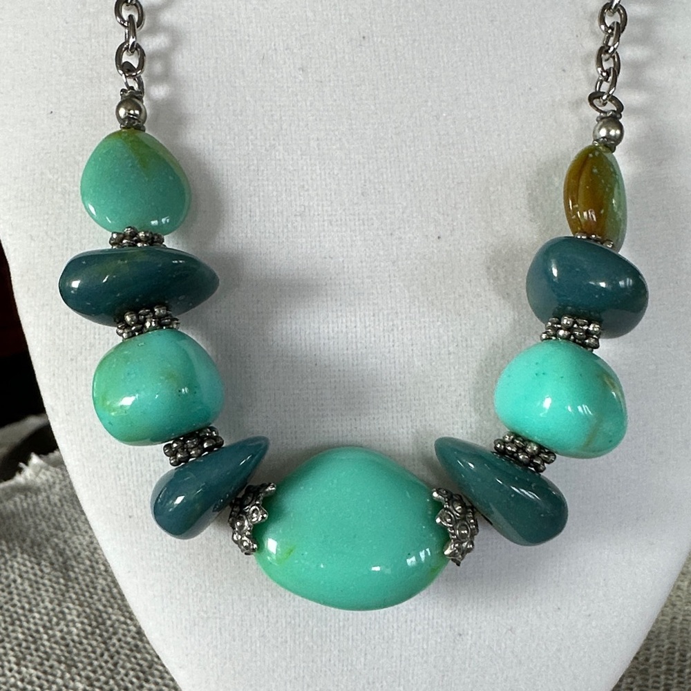 Park Lane Fauz Turquoise And Teal Silver Tone Necklace View 2